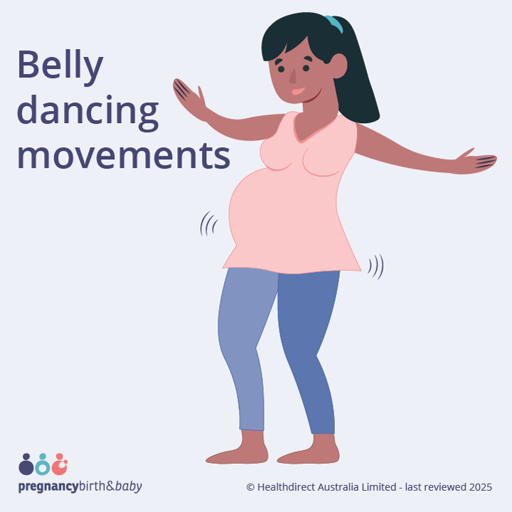 Illustration of a pregnant person doing belly dancing movements