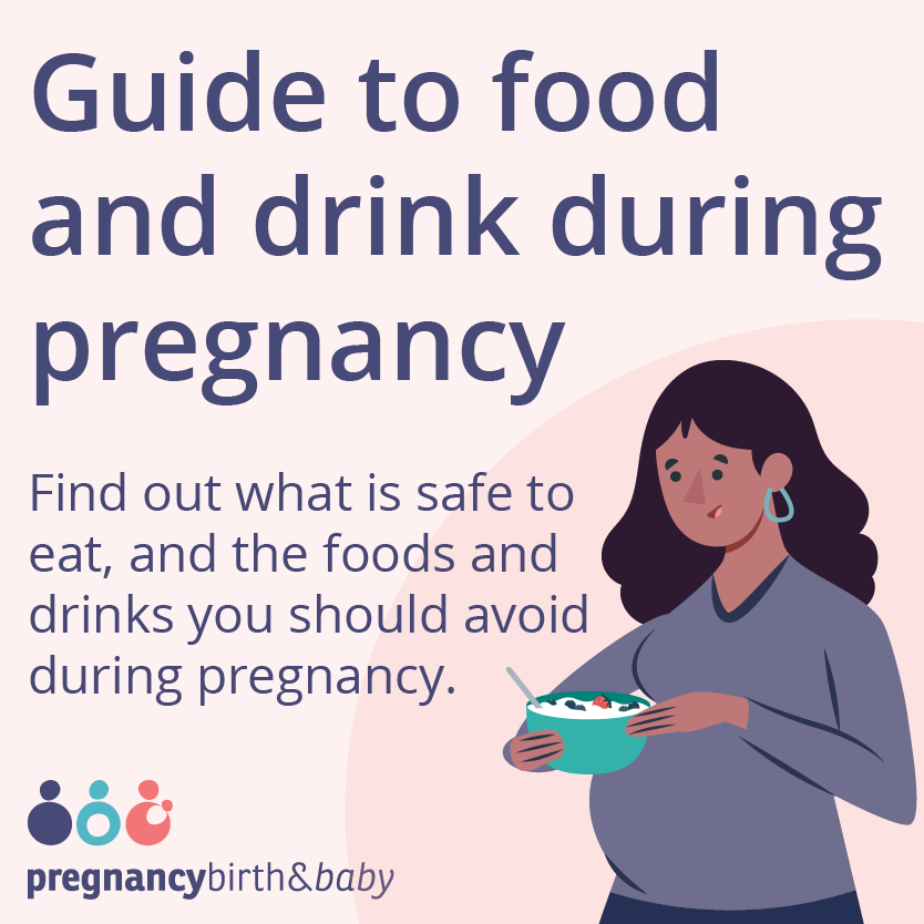 Guide to food and drink during pregnancy promotional tile.